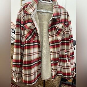 Sage Red and Cream Plaid Jacket